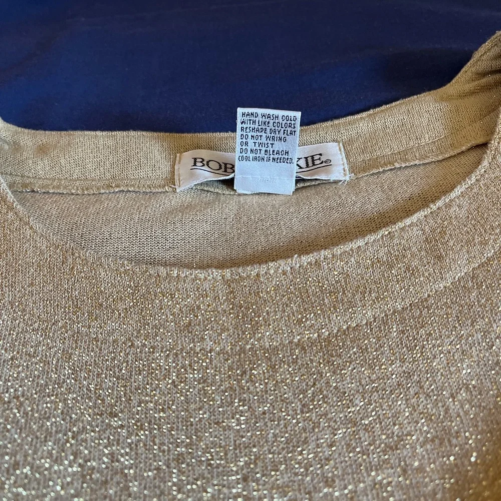 Bob Mackie Gold w/Metallic Shimmer Oversized Long Sleeve Tunic Sz. L - Picture 6 of 6